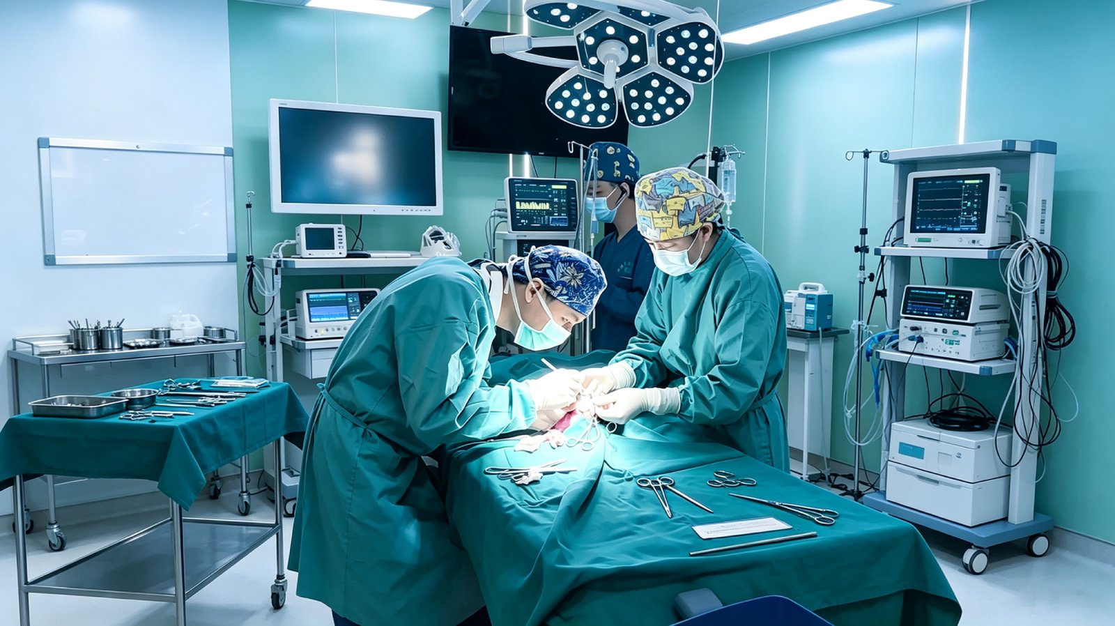 Veterinary equipment professionals working together